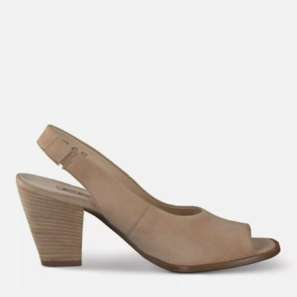 Paul Green Savannah Pump Tan Suede Peep Toe Block Heel Size 7,5 - Picture 13 of 15